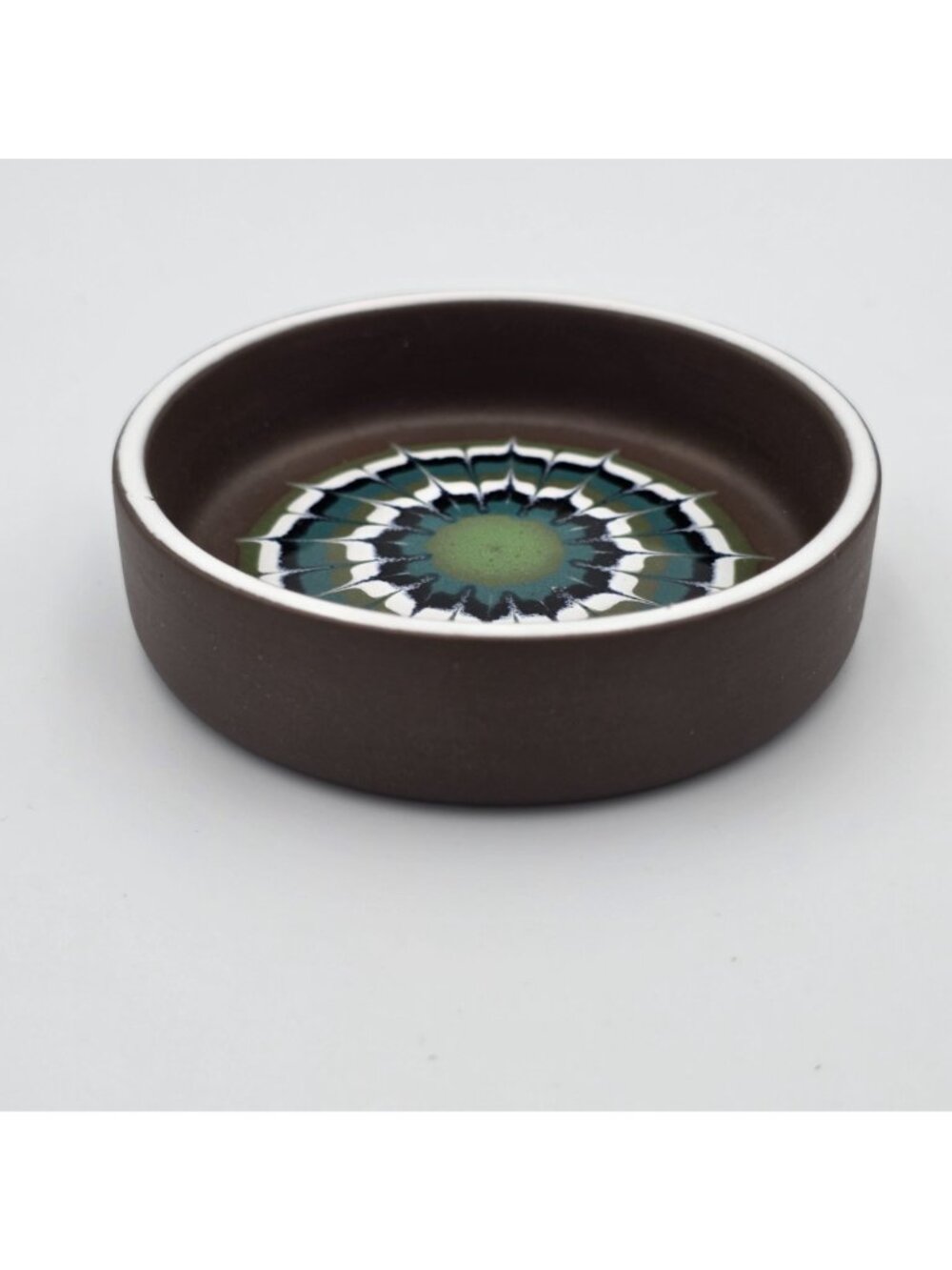 Hornsea Muramic Vitramic Decorative Bowl Geometric Green & Brown Design 3.5" - Picture 5 of 6